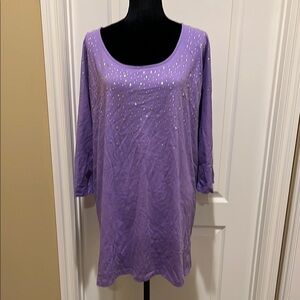 Roaman's Purple Sequin Oversized Tunic